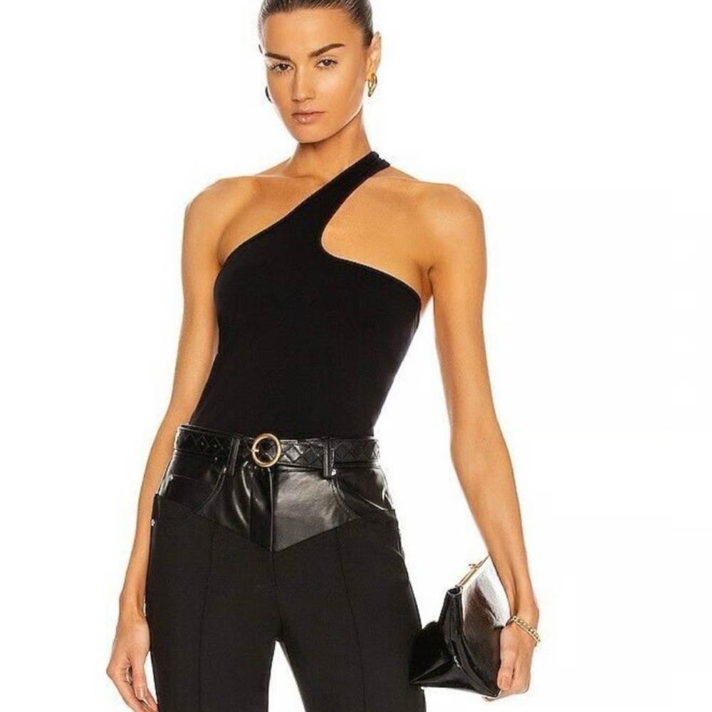 HELMUT LANG Black Asymmetrical seamless Jersey top